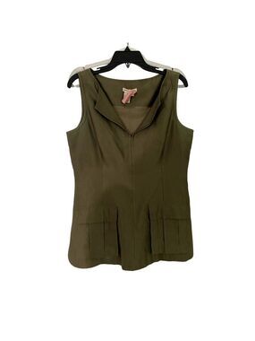 Maxazria Collection Olive Sleeveless Silk Top - Size 12 (EUC)